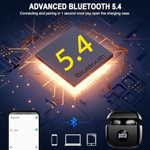 Wireless Earbuds, Bluetooth 5.4 Headphones in Ear with 4 ENC Noise Cancelling Mic, Bluetooth Earbuds 40H Playtime, Ear Buds HiFi Stereo Deep Bass Wireless Earphones, IP7 Waterproof, USB-C Fast Charge — view 4