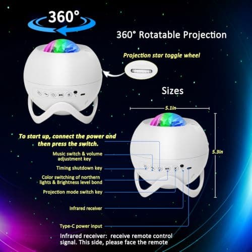 MHAZDZE Galaxy Projector,Galaxy Projector Light for Bedroom,Night Light — view 6