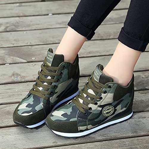Leisure Women's Camouflage Travel Soft Sole Wedges Comfortable Shoes Outdoor Shoes Runing Sports Sneaker Wedges Shoes for Women Wedding (Army Green, 5) — view 5