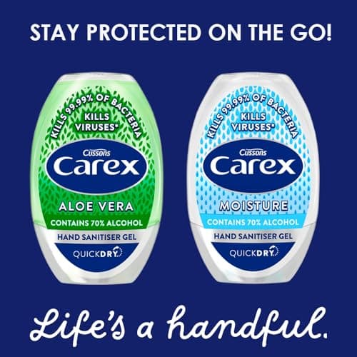 Carex Aloe Vera Antibacterial Hand Sanitiser Gel, Anti Viral Action, 70 Percent Alcohol, Cleans, Cares and Protects, Bulk Buy, Pack of 12 x 50 ml — view 5