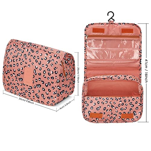 Travel Toiletry Bag,Travel Hanging Toiletry Wash Bag,Makeup Cosmetic Organizer for Women Waterproof,Portable Comestic Organiser (Leopard) — view 6