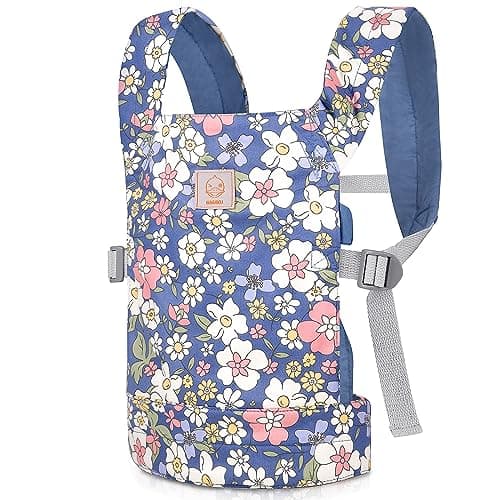GAGAKU Baby Doll Carrier Front and Back Carrier for Dolls, Cotton Stuffed Animal Doll Accessories, Doll Carriers with Adjustable Straps for Little Girls - Blue Flower — view 4