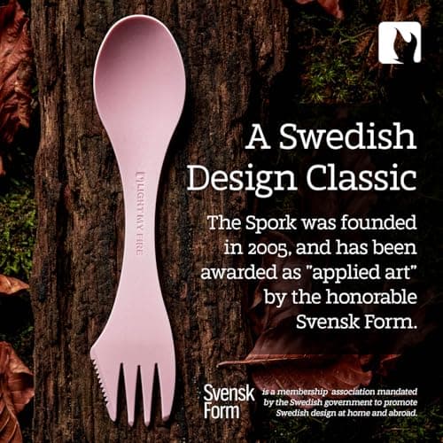 Light My Fire Spork Original 2-Pack 3-in-1 Camping Accessories Knife Fork Spoon Set, Survival Camping Gifts for Scouts, Reusable Travel Cutlery Set, Quality Plastic Cutlery BPA Free Sporks Blue/Pink — view 5