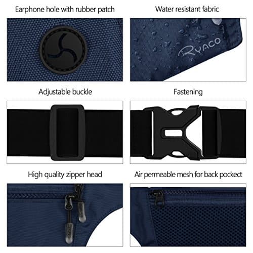 Ryaco Travel Money Belt, Slim RFID‑Blocking Hidden Waist Pouch, Dark Blue — view 3