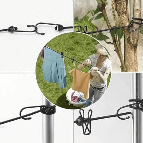 Beach Vacation Essentials Portable Clothesline Retractable, Vacation Essentials Clothesline Clothing Line with 12 Clothes Clips for Camping Essentials, Travel Accessories, Rv Accessories (Red) — view 3