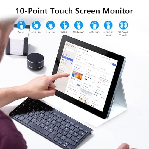 Thinlerain 9.7 Inch 2K Portable Monitor Touchscreen, 2048x1536 IPS Display with 10-Point Touch, HDMI & Dual USB-C, CNC Aluminum Body, Built-in Speaker, Protective Case for PC/Phone/Travel/Home Office — view 3