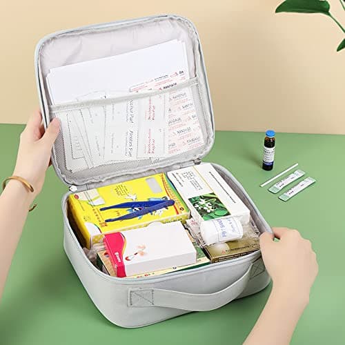 Olymajy 2 Pieces First Aid Kit Bags, Empty Medicine Bags, First Aid Bag Portable Grey Medical Medicine Bags for Outdoor Camping, Travel, Work — view 2