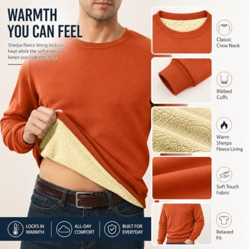 QIANCOME Thermal Sweatshirt Mens-Casual Jumpers for Men UK Fleece Lined — view 6