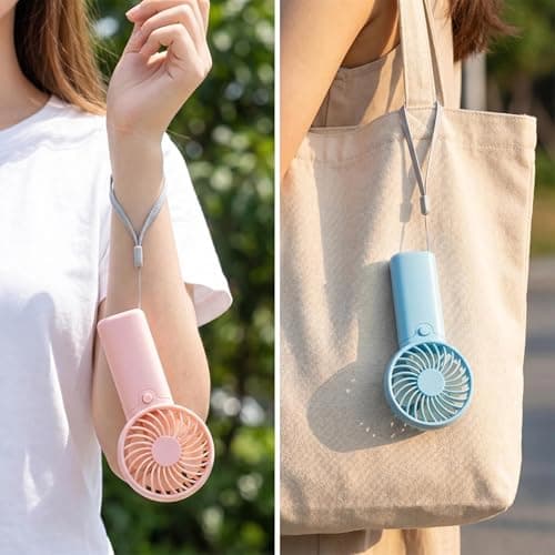 dididudi Handheld Fan 4 Pack Mini Portable Fan Small Hand Held Fans with Lanyard, Quiet Lightweight Battery Operated Pocket Fan for Travel, Outdoor, Home, Office, Summer Gifts — view 4