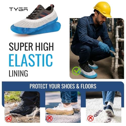 TYGA 20 Pieces Waterproof Reusable Shoe Covers - Blue & White — view 6