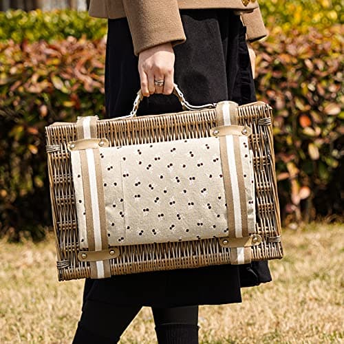 VIREO GARDEN Picnic Basket for 4 Person with Large Insulated Cooler Bag — view 4