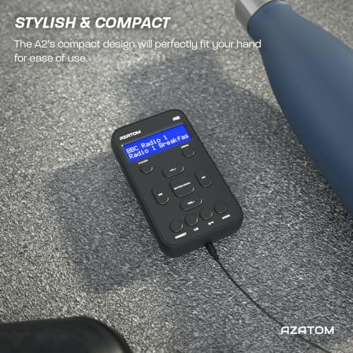 Portable DAB/DAB+ & FM Digital Radio | Sports Earphones Included | Clear Digital Display | Rechargeable Battery (10-12 Hours) | Perfect for Sports, Hiking or Working | AZATOM A2 (Black) — view 4