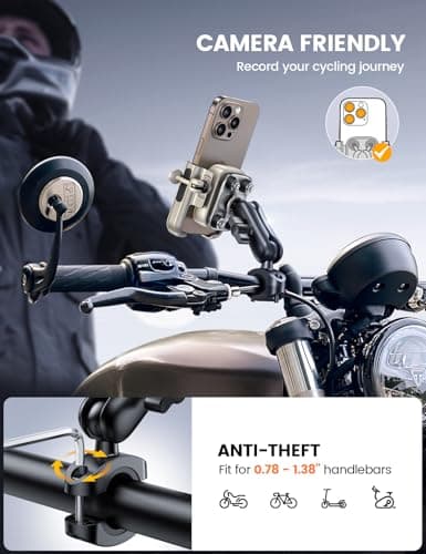 Lamicall Motorbike Phone Holder, [All-Metal] Motorcycle Phone Mount Gold — view 4