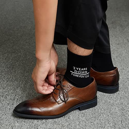 Poshzone 2nd Wedding Anniversary Socks - 2 Years Down, Forever to Go - Cotton Anniversary — view 2