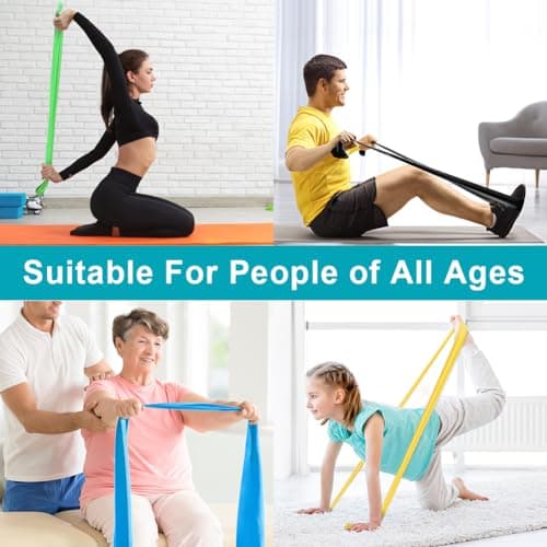 Flintronic 4 Pack Resistance Bands Set, TPE Elastic Bands with 4 Resistance Levels, 1.5M Workout Bands for Women and Men Strength Training, Yoga, Pilates — view 5