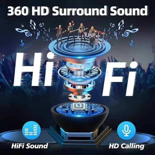Wireless Earbuds, Wireless Headphones Bluetooth 5.3 Headphones 3D HiFi Stereo Noise Cancellation in-Ear Built-in Mic with Charging Case,IPX8 Waterproof for Work,Travel,Earphones for iPhone Android iOS — view 3