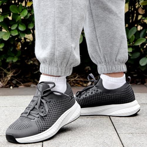 Puweco Womens Trainers Running Shoes Breathable Lightweight Non Slip Walking Shoes Casual Tennis Gym Jogging Shoes Dark Grey — view 2