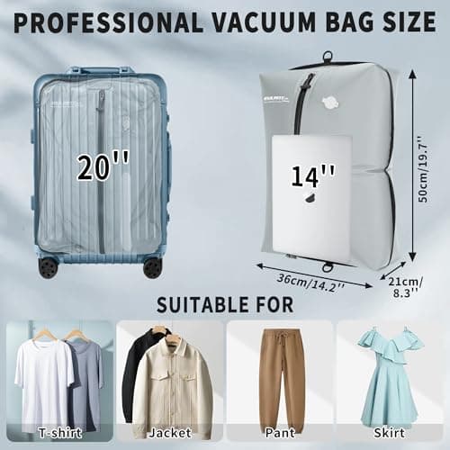 EULANT Vacuum Storage Bags for Travel, Reusable Vacuum Zipper Sealer Bag for Clothes, Compression Packing Cubes for Suitcases/Luggage/Backpack,With IPX8 Airtight Zipper & Waterproof & Space Saver — view 4