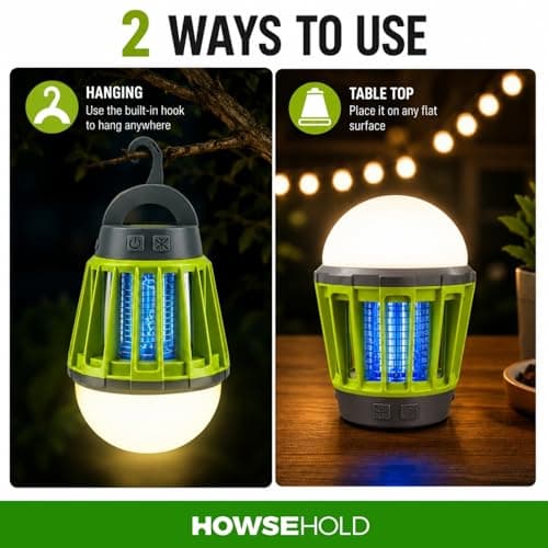 Mosquito Repellent Lamp, 2 in 1 Lantern and Bug Killer, USB Rechargeable, Portable Camping Light for Camping, Campervan and Motorhome — view 4