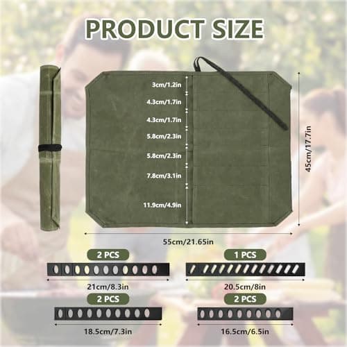 Hounyou 7 Slot Knife Roll Bag for Chefs, Waxed Canvas Knife Case with Knife Guard — view 2