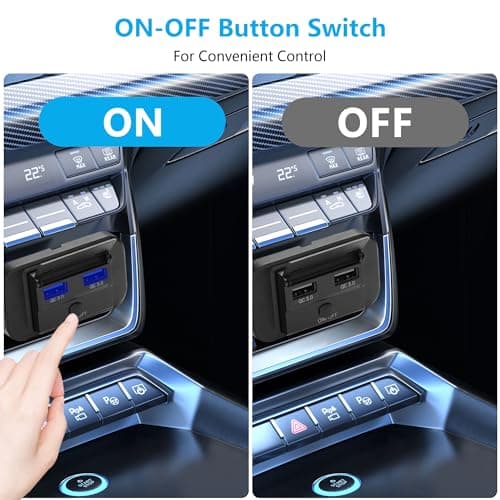 CERRXIAN 12V/24V RV USB Outlet Panel Wall Mount, 36W Dual Quick Charge QC3.0 USB-A Port Car Charger Socket with Button Switch, Waterproof Quick Charger Multi Port Power Adapter (Dual USB A) — view 5