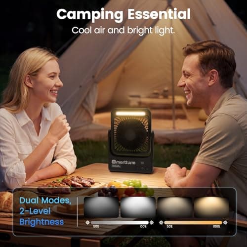 MERTTURM Magnetic Cruise Desk Fan, 10000mAh USB Rechargeable Portable Travel Table Fan with 27H Runtime&4-Speed&Timer&Night Light&Hook&LED Display, Ultra-Silm Quiet Camping Fan for Home/Outdoor/Cruise — view 5
