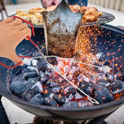 Healeved Lengthened Stainless Steel Barbecue Fireplace Tong 38cm Lightweight Strong Fire Tool for Charcoal and Garbage, for Outdoor Activities and Picnics — view 5