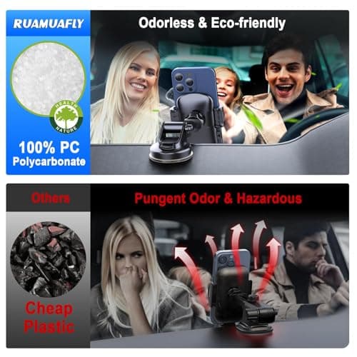[Ultra-Stable] Car Phone Holder [2026 Upgraded Suction & Clip] Mobile Phone Mount for Dashboard Windscreen Vent, Cell Stand Base Truck Van Cradle for iPhone 17 Pro Max 16 15 14 13 SE Mini Samsung S26 — view 5