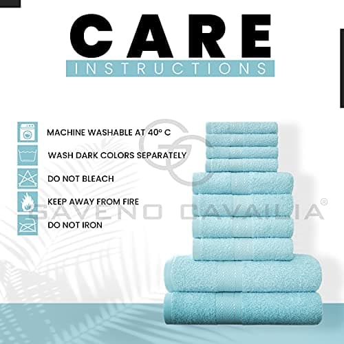 GC GAVENO CAVAILIA Soft 100% Cotton 10 Piece Towel Bale Set, Aqua — view 5