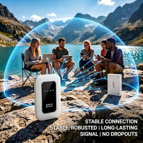 5G MiFi Hotspot, Unlocked Mobile WiFi Router with SIM Slot, WiFi 6, 300Mbps, UK Coverage – Connects up to 16 Devices, 14-Hour Battery, WPA3 Security, Plug & Play for Travel, Home Working, Caravan — view 5