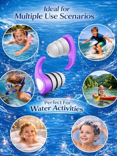 Kids Swimming Ear Plugs, 3 Pairs Waterproof Reusable Silicone Swim Ear Plugs for Pool Bath Showering & Water Sports, Fits Children Ages 3-10 — view 6