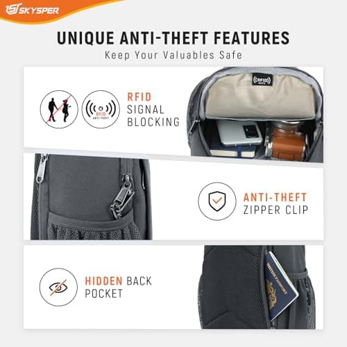 SKYSPER Sling Bag RFID Cross Body Bag Recycled Crossbody Backpack Travel Daypack(Darkgrey) — view 3