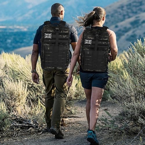 WOLT | Tactical Backpack for Men 45L Military Backpack Large 3 Day Molle Assault Pack Rucking Backpack for Survival Hiking, Camouflage Black — view 6