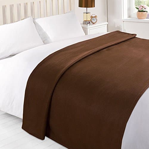 Dreamscene Fleece Throw Blanket for Sofa, Super Soft Warm Cosy Plain Brown Throw Blanket for Bed Lightweight Fluffy Single Bedspread Polar Fleece, 120 x 150cm — view 2
