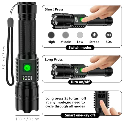 Rechargeable Torch 2 Pack, Torches Led Super Bright 1,000,000LM Flashlight — view 5