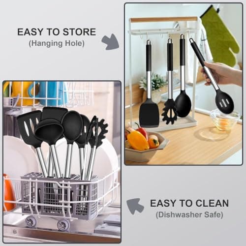 Joyfair 7 Pcs Kitchen Utensils Set for Cooking (Non Scratch, Black) — view 5