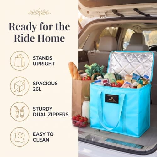Adalex Global 16L Cool Bag Cooler Bag and Cooler Box, Insulated Food Delivery for Uber Eats, Thermal for Hot and Frozen Food, Picnic and Grocery Delivery, Freezer Shopping (30x18x30cm 16l Blue, L) — view 2