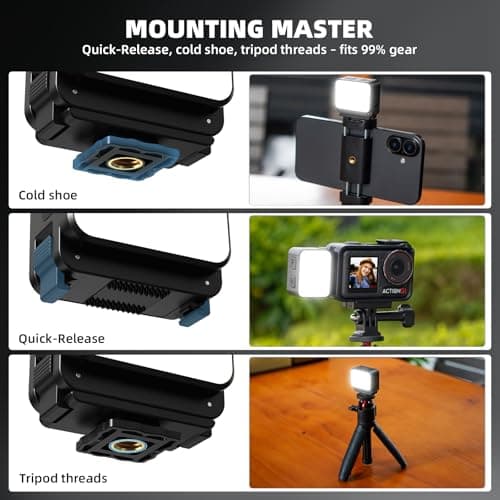 Mini Light for DJI Action Camera, Pocket 3 4 Fill Lighting Cold Hot Shoe LED Vlogging Light Attachment for DJI OSMO Pocket 3 4 Action 5 Pro 4 3, for GoPro Accessories — view 4