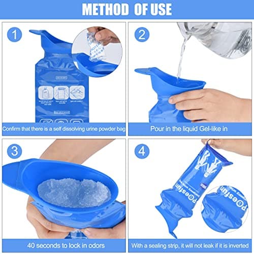 12-Pack Disposable Urinal Bags with The Large Open,900ml Portable Toilet Pee Bags,Emergency Bag Vomit bags for travel Portable and Camping Toilet for Men,Women,Pregnant,Patient,Kids, and Traffic Jam — view 4
