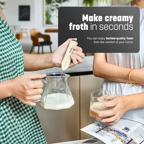 Keplin Handheld Milk Frother - Stainless Steel Electric Whisk - Portable Battery Operated Coffee Stirrer for Lattes, Matcha, Protein Shakes - Ergonomic, Compact, Easy to Clean & Use (Cream) — view 4