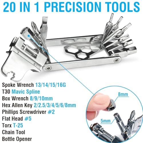 COYOTE MT 20 in 1 Bike Multitool - Compact and Lightweight Bicycle Repair Kit for Road and Mountain Bikes - Saddlebag and Pocket Friendly - Includes Pouch - Cyclist Gift — view 3