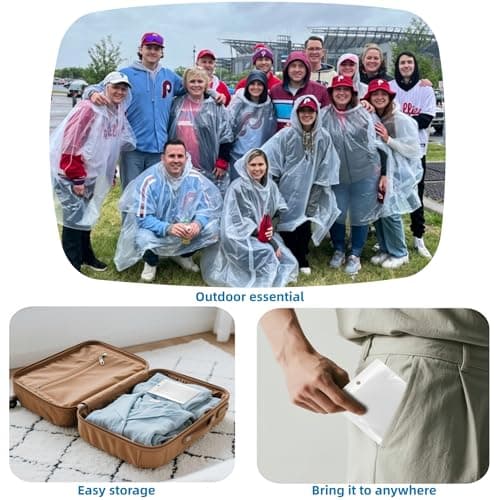 GUKOY 5 PCS Disposable Rain Ponchos for Adults Men/Women Emergency Rain Coat with Drawstring Hood, Family Home Survival Kits for Camping, Hiking, Outdoor — view 5