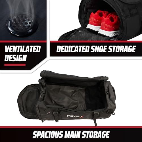 MoverX 45L Hiking Backpack, Gym Bag, Camping Rucksack, Trekking Waterproof Backpack, Holdall Duffle Bag, Travelling Large Rucksack, Festival Sports Outdoor Cycling back pack for Women Men, Black — view 3