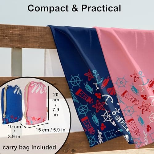 Zinello Design Set of 2 Personalised Microfibre Beach Towels for Couple, 2 Beach Towels 160 x 80 cm Ultra Absorbent, Quick Dry, Lightweight and Compact. Gift for Women Men Christmas Valentine's Day — view 4