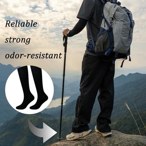Compression Socks for Women & Men Travel Flight Compression Stocking Breathable Knee High Support Varicose Veins Socks for Athletic Running Maternity Pregnancy Nurses (Black+Black, S/M) — view 4