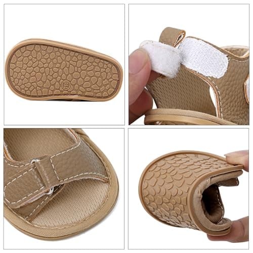 LACOFIA Baby Boys Summer Sandals First Walking Shoes Khaki 6-12 Months — view 4