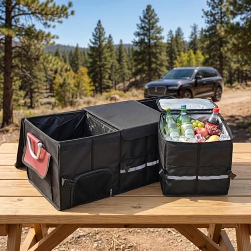 June&July story J&J Car Trunk Organizer 112L & Collapsible Cooler Bag 31.5L, Premium Durable Adjustable Storage for Road Trip Essentials, Car Accessories for Men & Women, Suv、Truck (Extra Large) — view 6