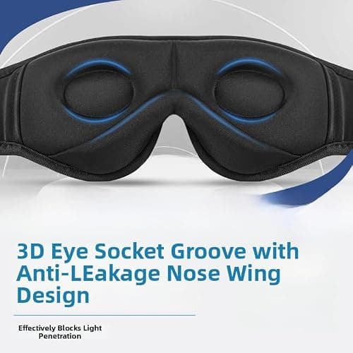 Topnma Sleep Mask Headphones, 3D Contoured Eye Mask for Side Sleepers Gift — view 2
