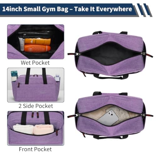 LONALIA 14L Small Gym Bag, Wet Pocket, 14 inch, Purple(Textured) — view 4
