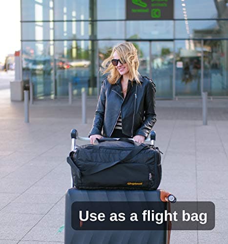 Foldable 40L Gym Bag - Mens & Womens - Sports Duffle - Travel & Airport Bag - Black with Shoe Compartment & Wet Pocket - Waterproof — view 3
